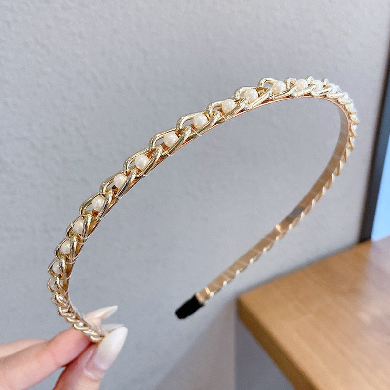 New Women Full Pearls Hair Bands Elegant Sweet Headband Simple Hair Hoop Head Band Korean Handmade Wedding Hair Accessories Gift