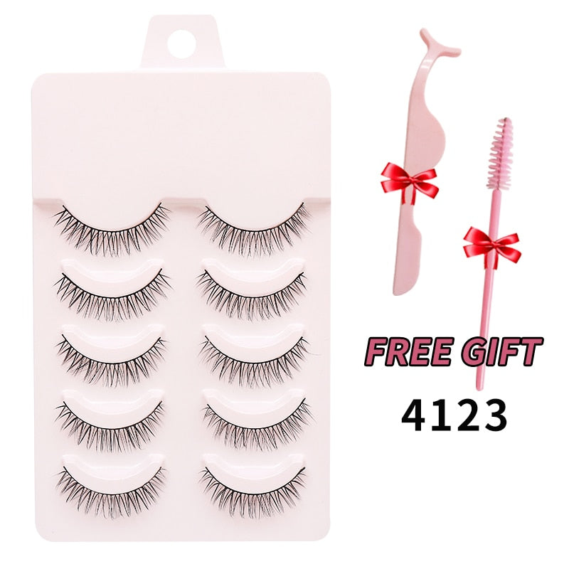 Natural 5 Pairs Professional Makeup Lashes Wispy False Eyelashes Korean Style Free shipping Cosplay Soft New Manga Beauty