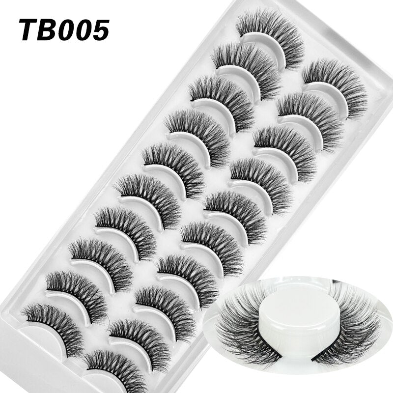 10 Pairs Natural 3d Faux Mink False Eyelashes