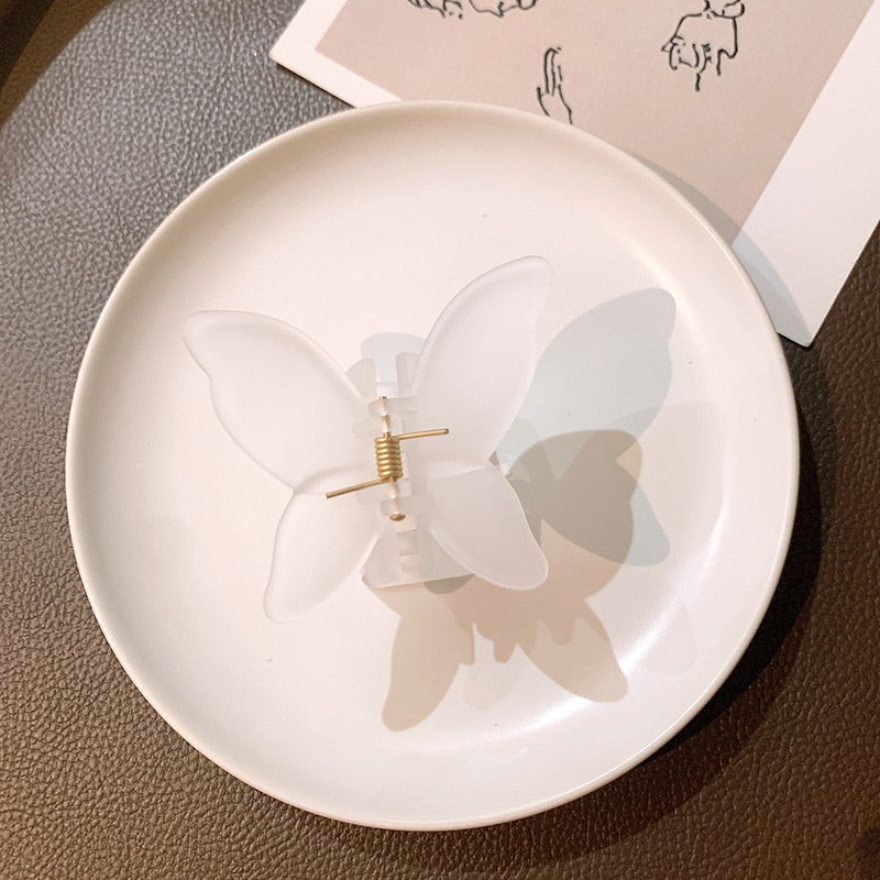 New Solid Matte Transparent Butterfly Hair Claws Clips Women Girls Elegant Decorate Hairpins Headband Fashion Hair Accessories