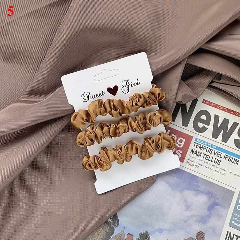 Women Girls Silky Satin Hair Scrunchies Solid Stretch Elastic Hair Tie Simple Elegant Rubber Band Ponytail Tie Wholesale