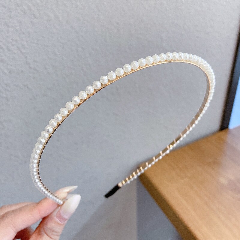 New Women Full Pearls Hair Bands Elegant Sweet Headband Simple Hair Hoop Head Band Korean Handmade Wedding Hair Accessories Gift