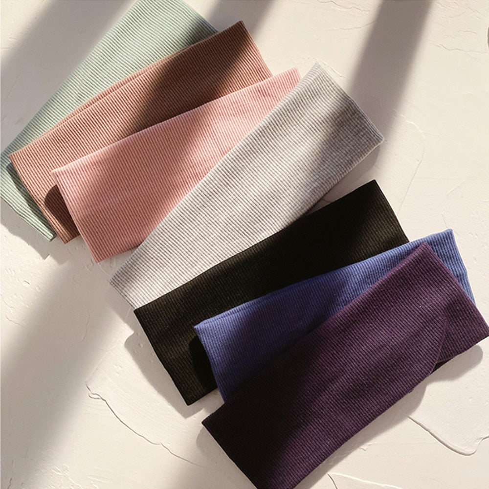 Solid Color Headband for Women Men Yoga Knitting Elastic Hair Bands Turban Makeup Hair Hoop Vintage Headwrap Accessories
