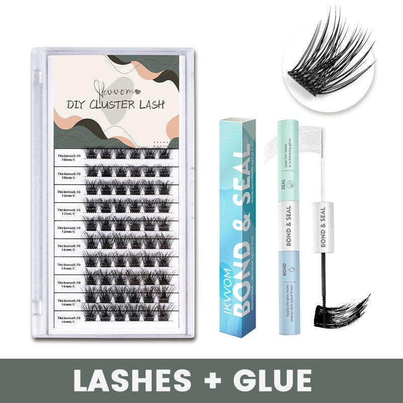 ETVITE Cluster Lashes DIY Eyelash Extension Lash Bond and Seal for Cluster Lashes 60pcs Mix Lengths Volume Comfortable