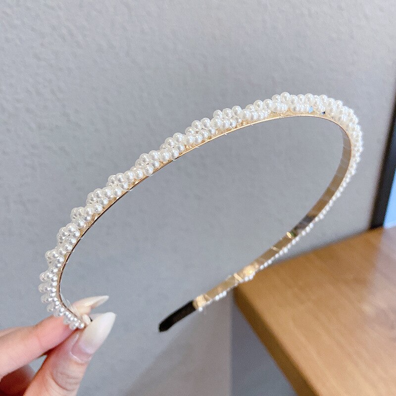New Women Full Pearls Hair Bands Elegant Sweet Headband Simple Hair Hoop Head Band Korean Handmade Wedding Hair Accessories Gift