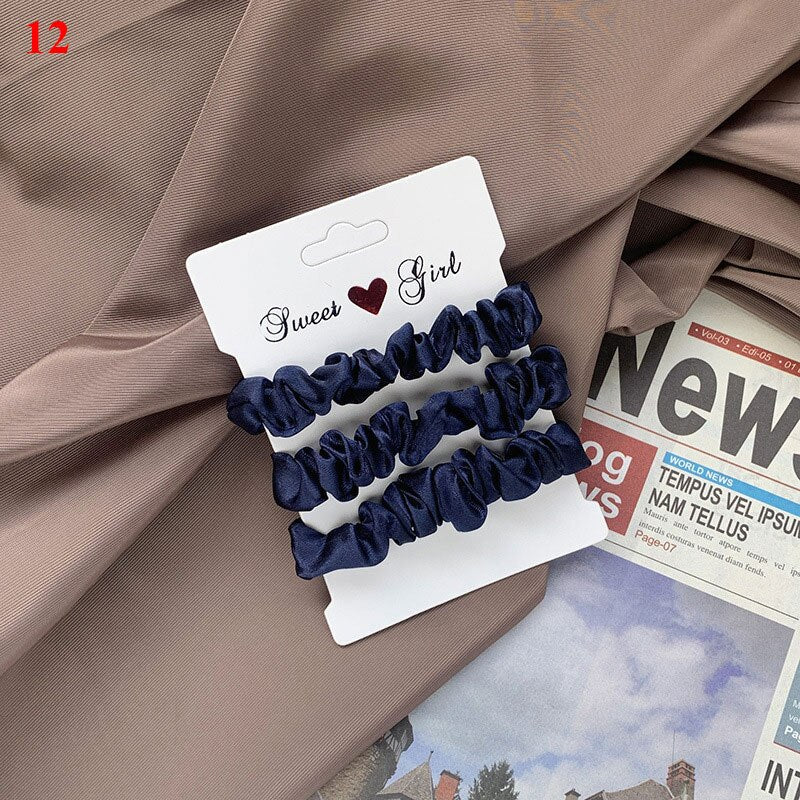 Women Girls Silky Satin Hair Scrunchies Solid Stretch Elastic Hair Tie Simple Elegant Rubber Band Ponytail Tie Wholesale