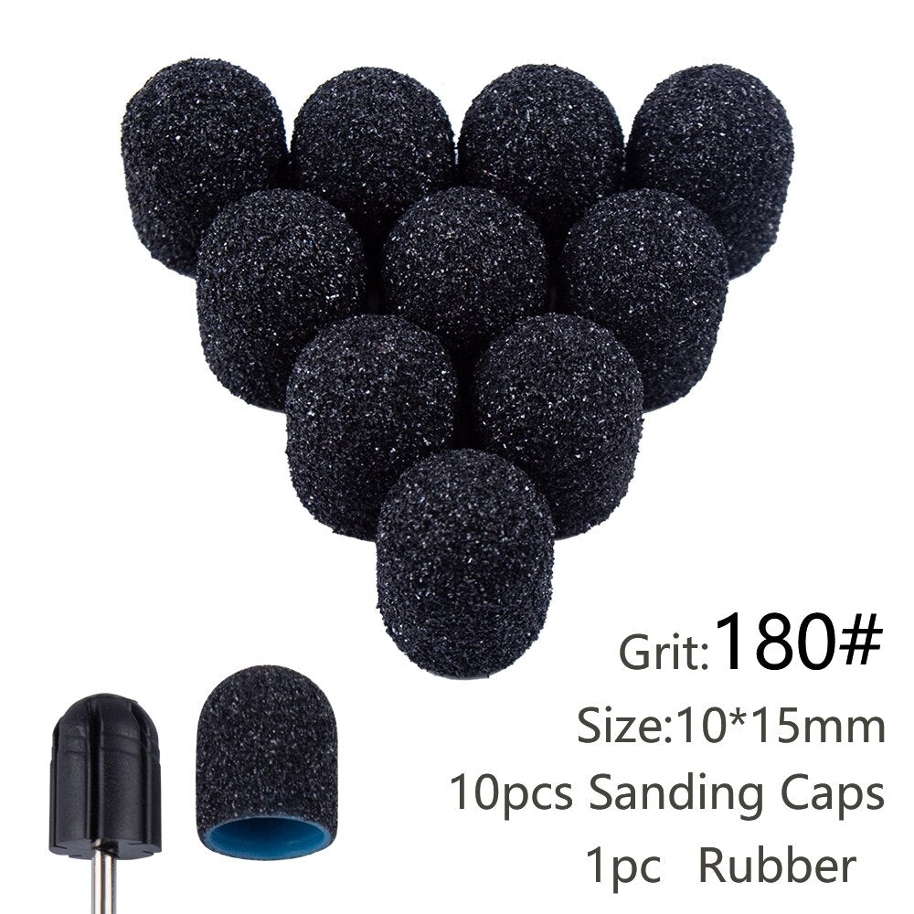 10pcs Nail Sanding Caps With Rubber Gel Polish Remover Nail