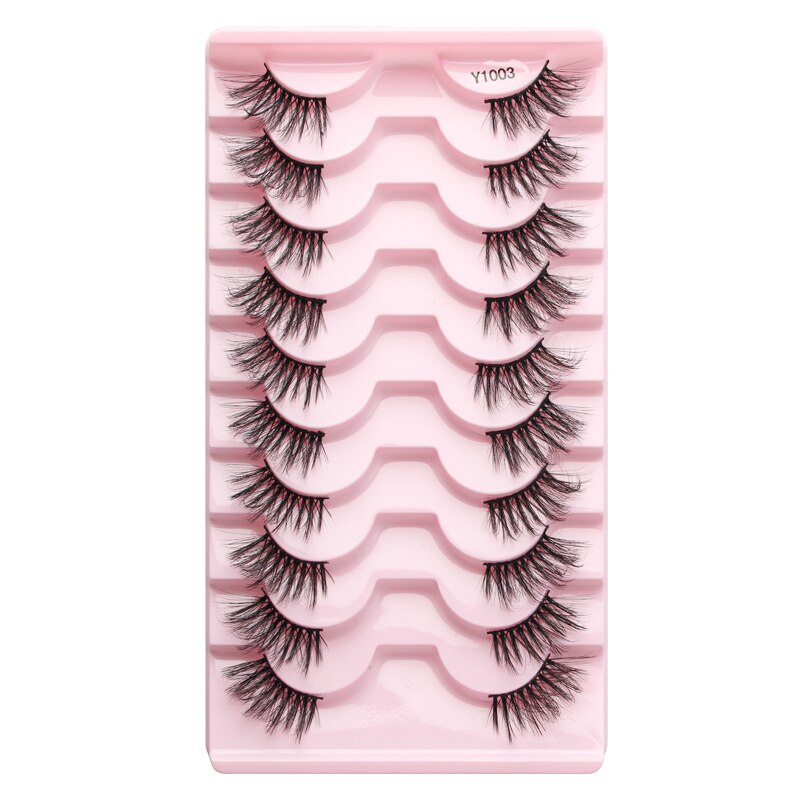 Half Lashes 3D Cat Eye Lashes Natural Look Fluffy Corner Eyelashes 3/5/10 Pairs Wispy Half False Eyelashes Faux Mink Makeup