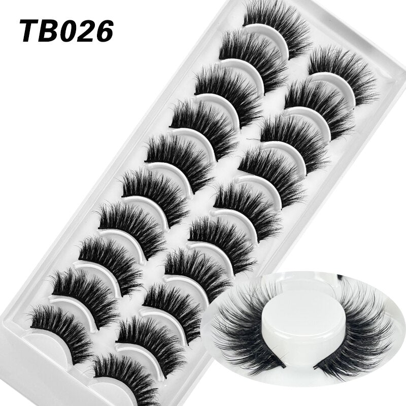 10 Pairs Natural 3d Faux Mink False Eyelashes
