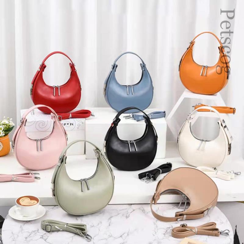 Petscog Luxury Handbags Vintage Leather Clutch Bag Half Moon Underarm Shoulder Bags For Women Handle Bag Bolsa Feminina