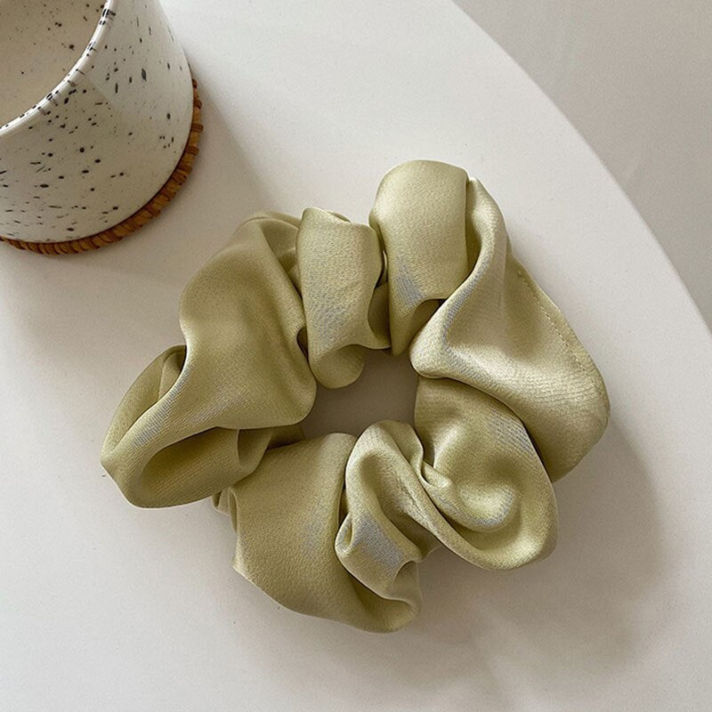 Women Girls Silky Satin Hair Scrunchies Solid Stretch Elastic Hair Tie Simple Elegant Rubber Band Ponytail Tie Wholesale