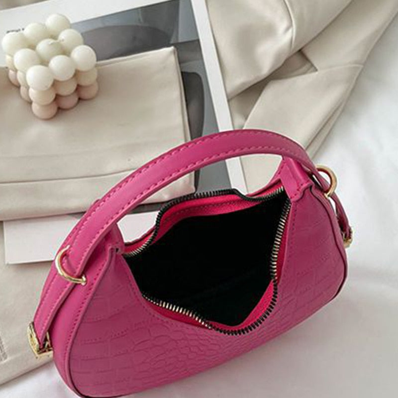 Fashion Alligator Pattern Shoulder Bags For Women Small Handle Underarm Bag Clutch Luxury Pu Leather Female Handbag With Purse