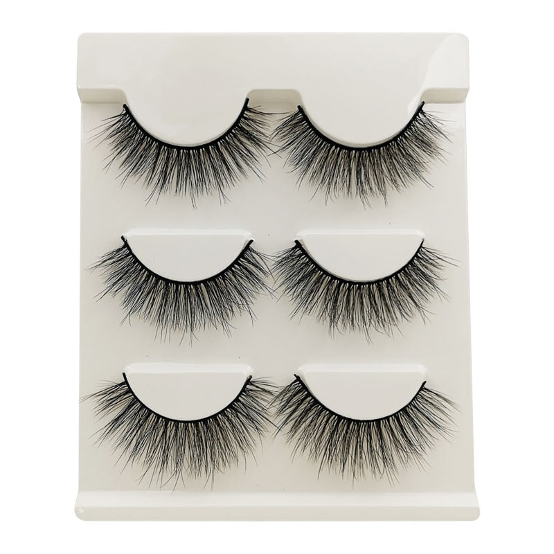 Half Lashes 3D Cat Eye Lashes Natural Look Fluffy Corner Eyelashes 3/5/10 Pairs Wispy Half False Eyelashes Faux Mink Makeup