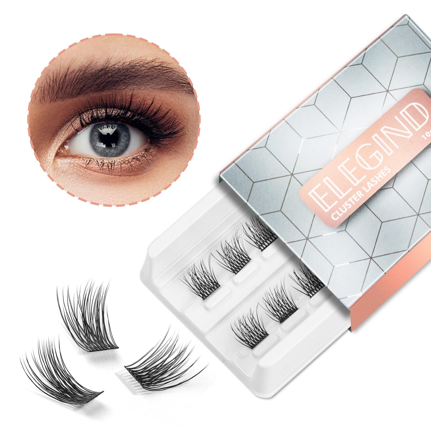 Eyelash Extension Kit With 3D Volume 12/14mm Lash Clusters Individual Lashes with glue ,Eyelash curler, tweezer in the pack