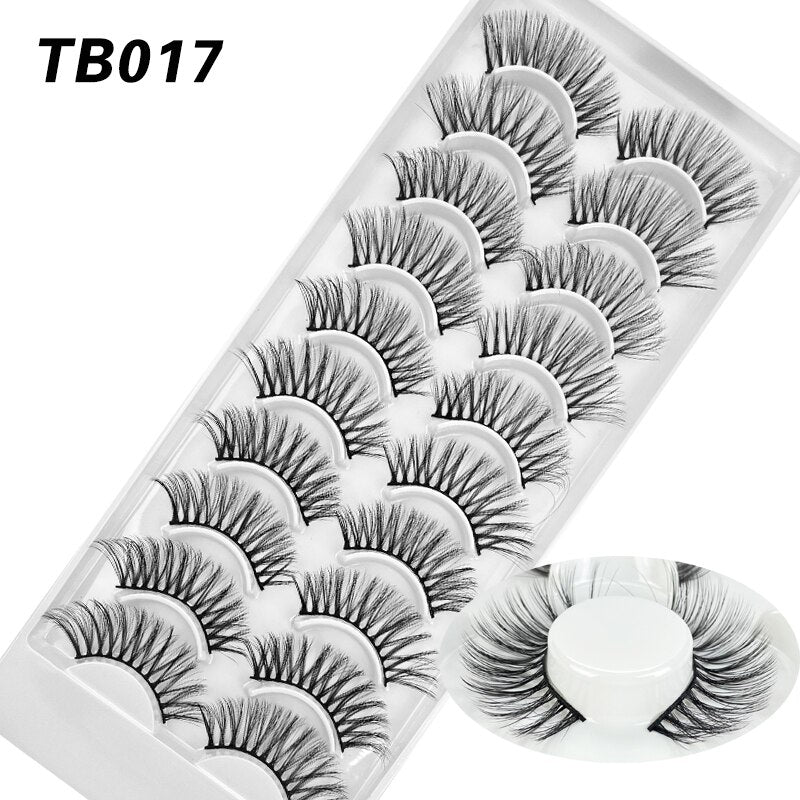 10 Pairs Natural 3d Faux Mink False Eyelashes