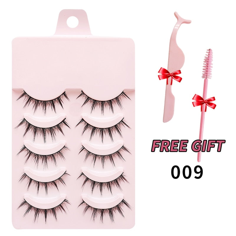 Natural 5 Pairs Professional Makeup Lashes Wispy False Eyelashes Korean Style Free shipping Cosplay Soft New Manga Beauty