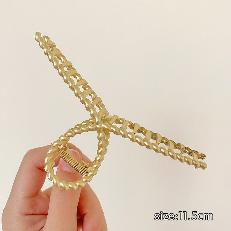 Fashion Gold Color Hollow Geometric Hair Clips Metal Hair Claw Cross Hairclip Headband Hairpin Hair Crab Women Hair Accessories