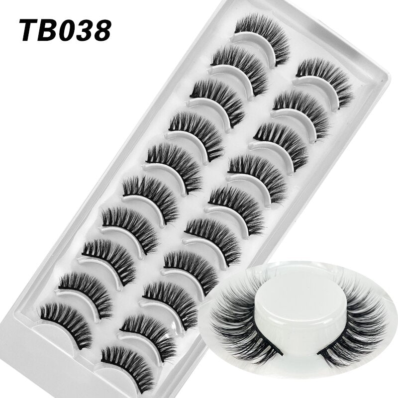 10 Pairs Natural 3d Faux Mink False Eyelashes