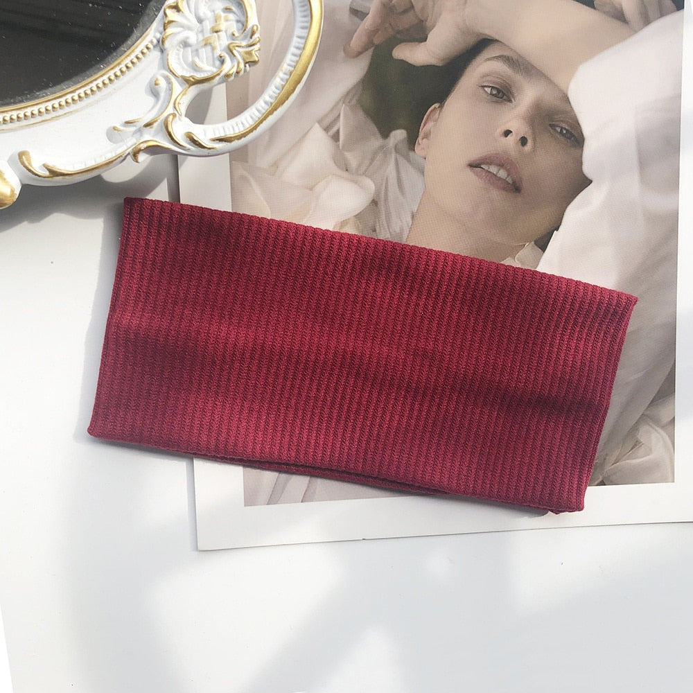 Solid Color Headband for Women Men Yoga Knitting Elastic Hair Bands Turban Makeup Hair Hoop Vintage Headwrap Accessories