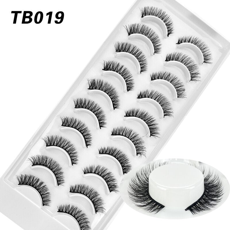 10 Pairs Natural 3d Faux Mink False Eyelashes