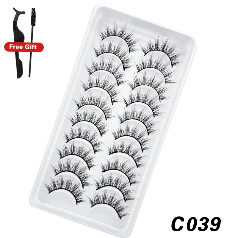 6 / 10 pairs Natural Short Eyelashes 3D Mink Lashes ExtensionsThick, Lightweight, Comfortable, Natural Look And Shape
