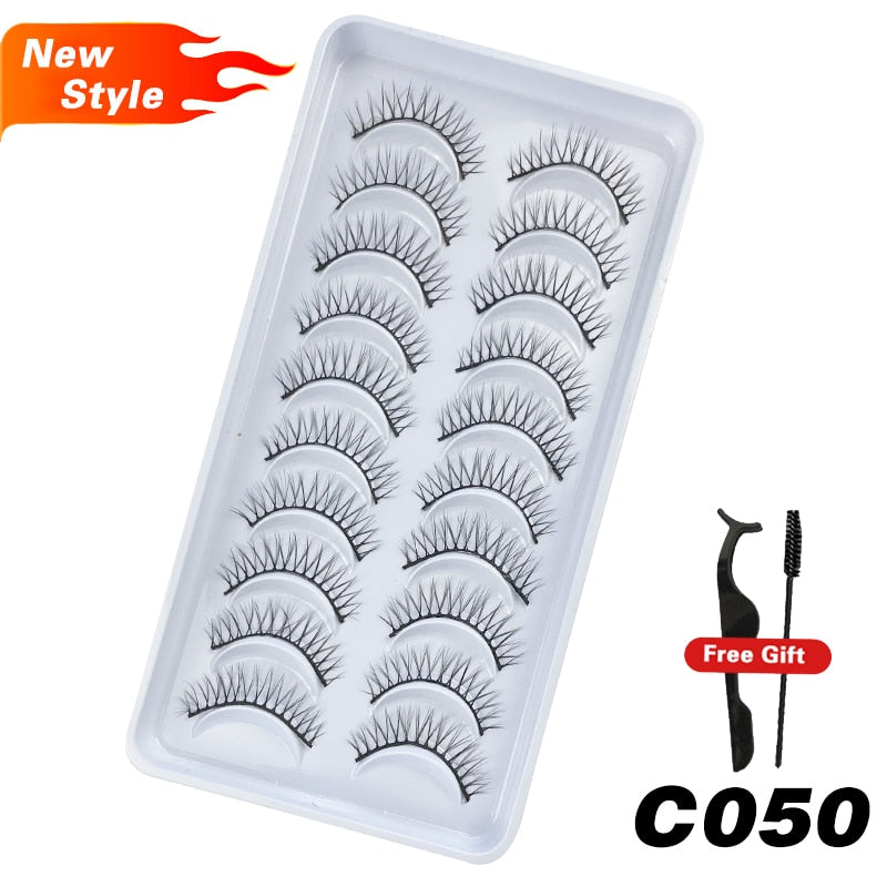 6 / 10 pairs Natural Short Eyelashes 3D Mink Lashes ExtensionsThick, Lightweight, Comfortable, Natural Look And Shape