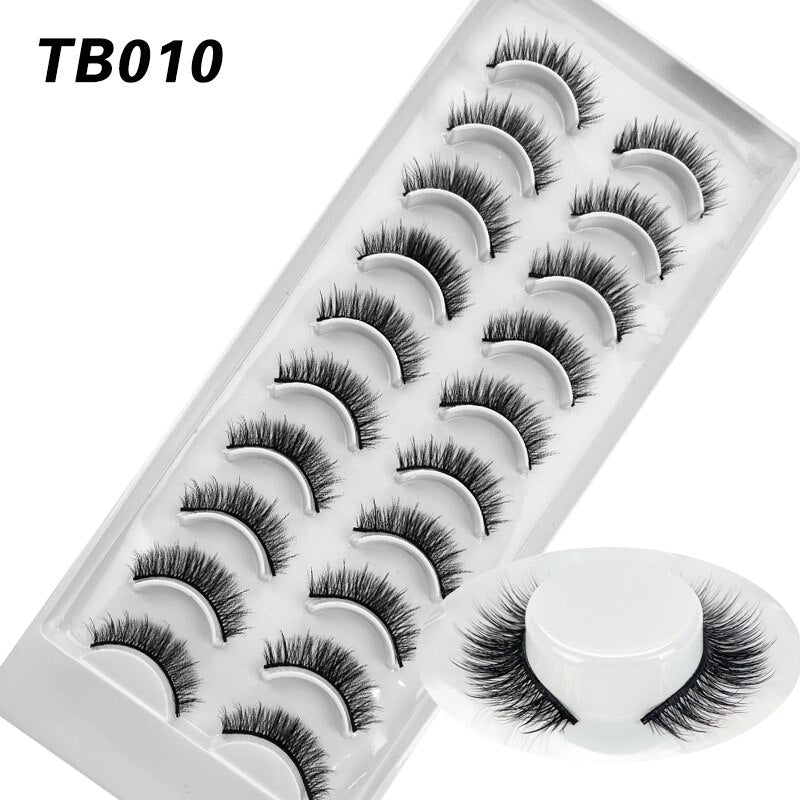 10 Pairs Natural 3d Faux Mink False Eyelashes