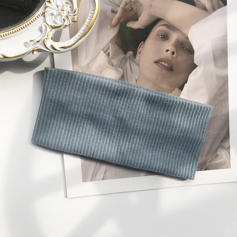 Solid Color Headband for Women Men Yoga Knitting Elastic Hair Bands Turban Makeup Hair Hoop Vintage Headwrap Accessories