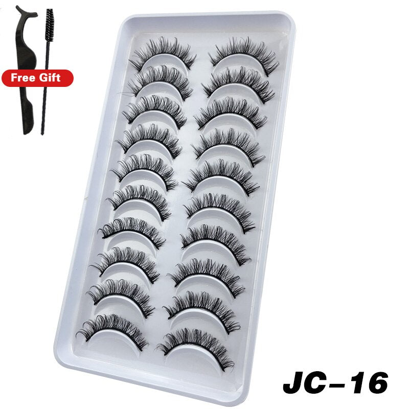 Russian Strip Lashes 6/10 Pairs Fluffy Mink Lashes 3D False Eyelashes Russian Eyelash DD Curl Fake Eye Lash Makeup