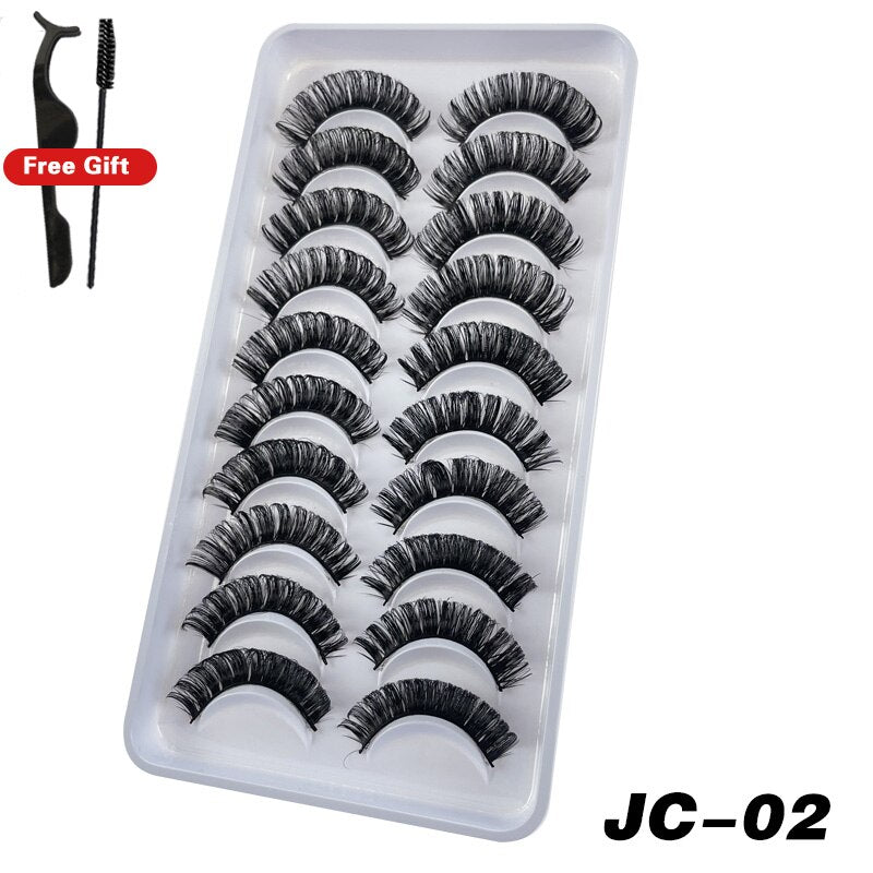 Russian Strip Lashes 6/10 Pairs Fluffy Mink Lashes 3D False Eyelashes Russian Eyelash DD Curl Fake Eye Lash Makeup
