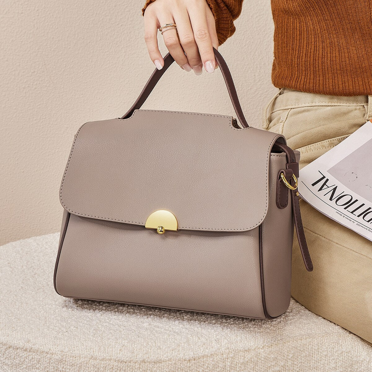 New Women Leather Large-capacity Fashion Shoulder Bag High-quality Versatile Temperament Handbag