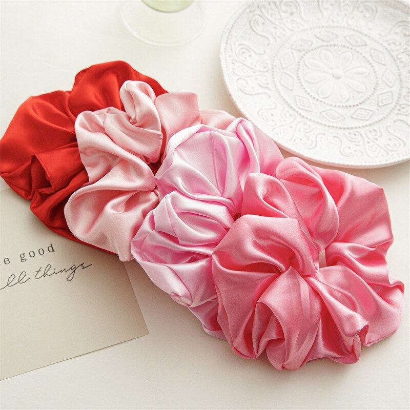 Multicolored Satin oversized scrunchies- stretch elastic