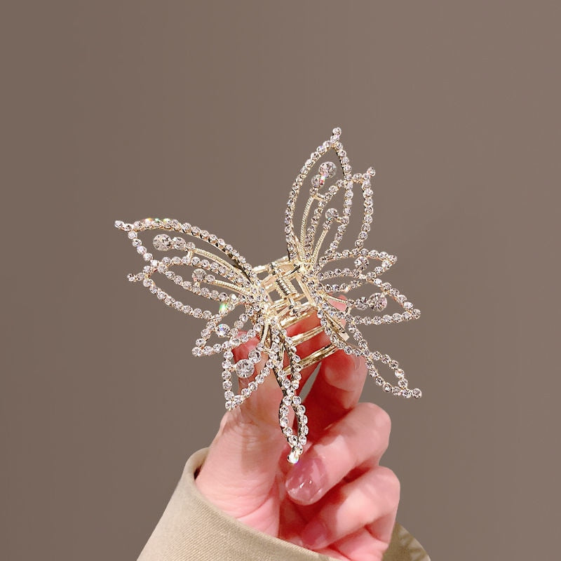 Golden Butterfly Women Hair Claws Luxury Hair Clips For Girl Crab Large Size Korean Barrette Headwear Hair Styling Accessories