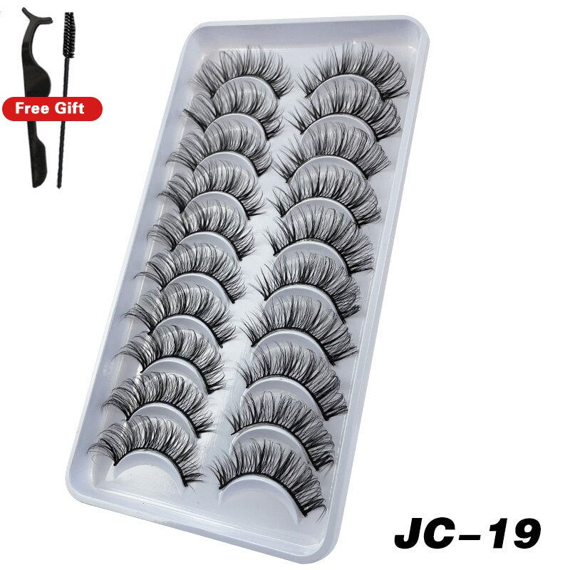 Russian Strip Lashes 6/10 Pairs Fluffy Mink Lashes 3D False Eyelashes Russian Eyelash DD Curl Fake Eye Lash Makeup