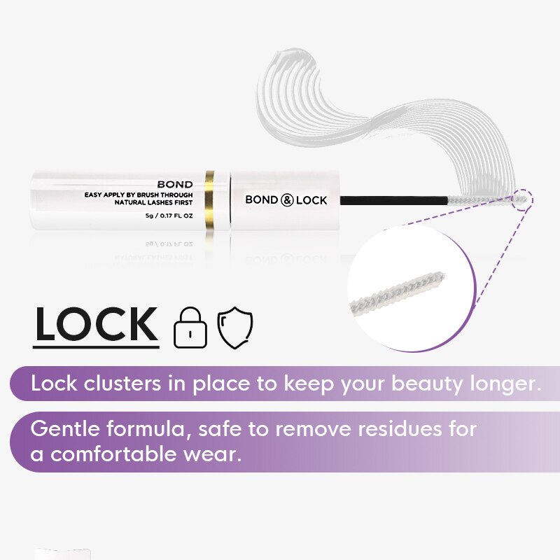 Genielash 2 in 1 Bond and Seal/Lock Dual-Ended Eyelash Glue for DIY Eyelash Extensios Long Lasting Waterproof Spiral Brush