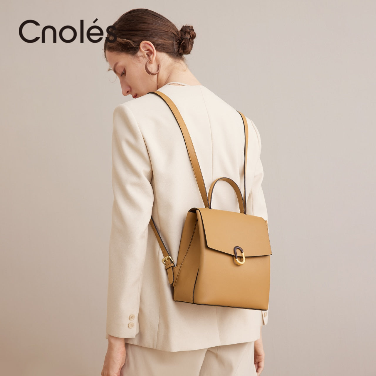 Cnoles Casual Small Backpack Waterproof Leather Bags