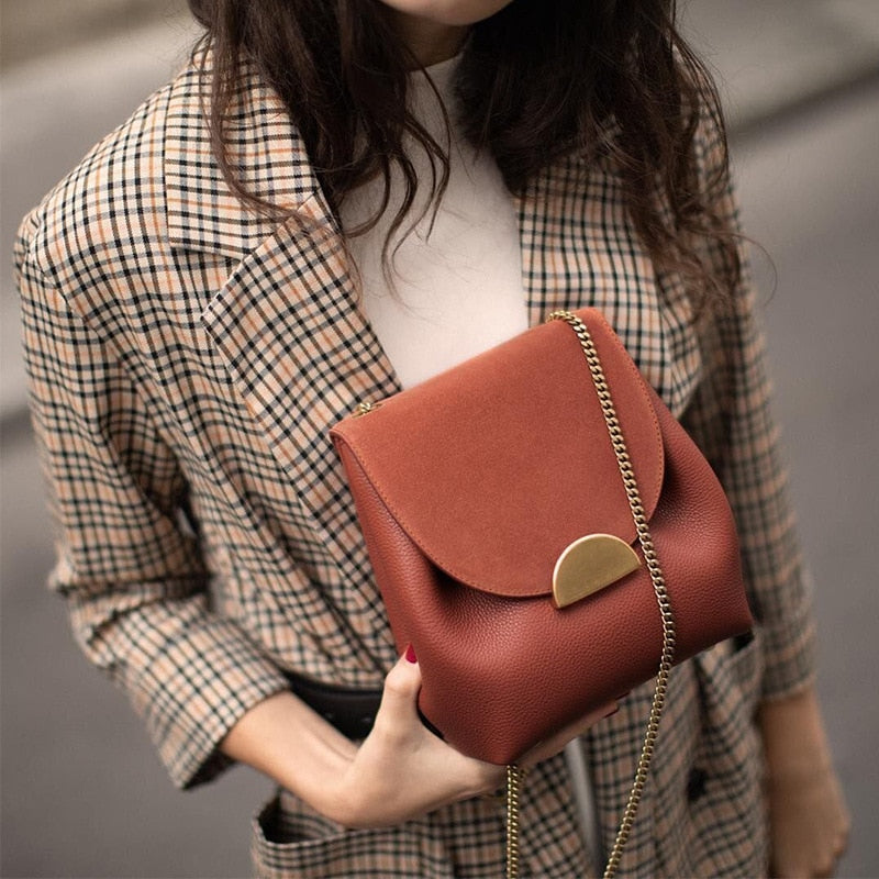 Retro Women's Bags Fashion Brand Crossbody Bag Luxury Designer Bucket Bags New Small Chain Handbags Women Leather Shoulder Bag