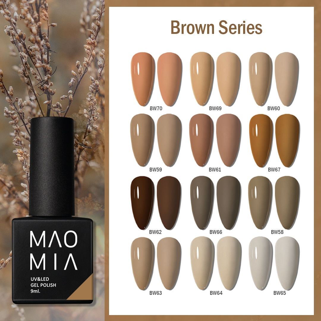 Gel Nail Polish Brown Series UV LED Semi Permanent Top Coat Base Design Manicure