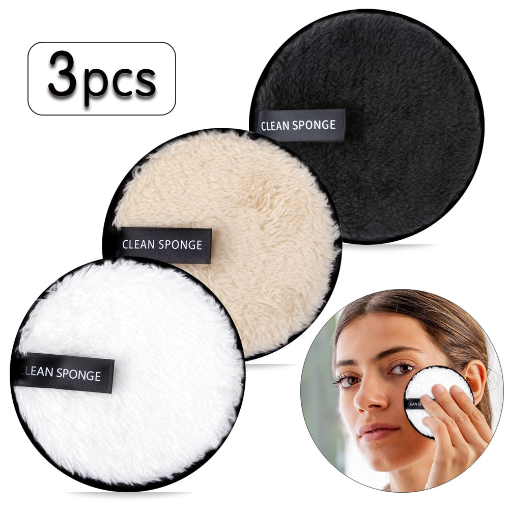 3Pcs Reusable Makeup Remover Pads Cotton Cosmetic remover cotton puff soft