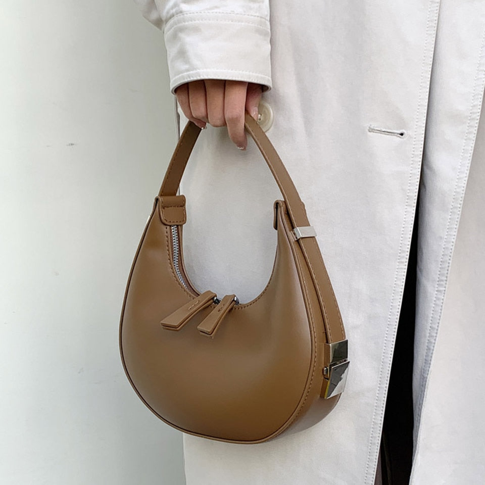Trendy High Quality Luxury Brand Design Autumn Women's One Shoulder Crescent Bag Small
