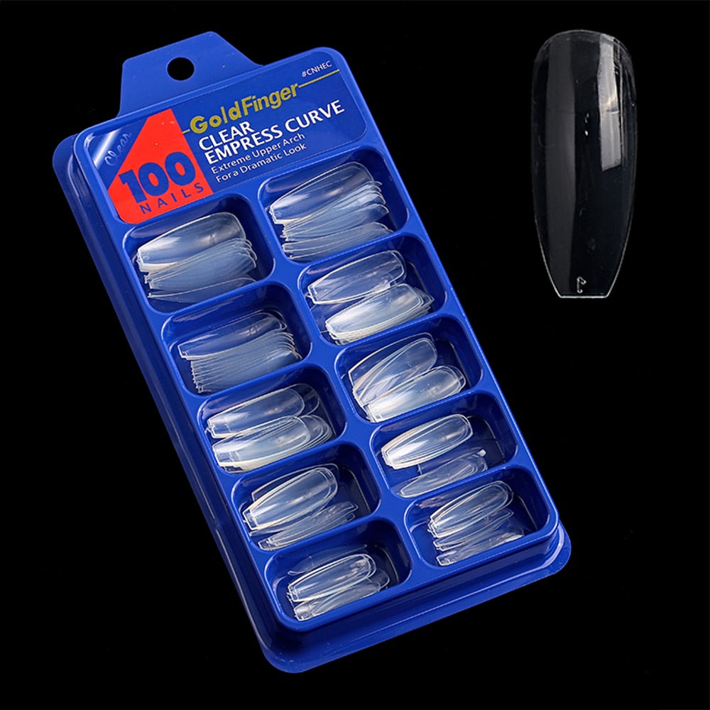 100pcs Professional Nails Long Instantly Upgrade Your Look With Long Transparent Clear Fake Nail For Home DIY Nail Salon Nail Extension