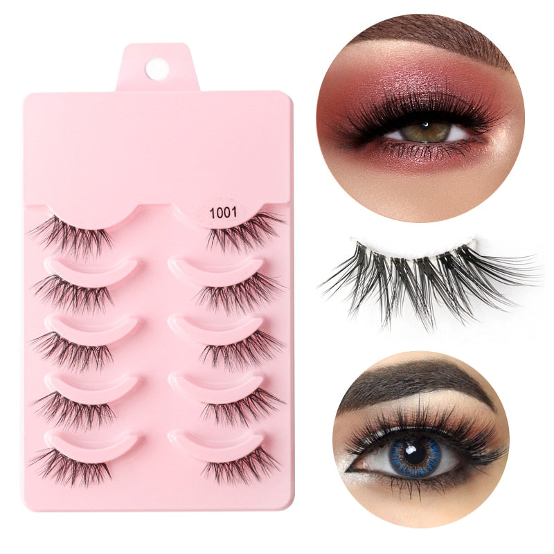 3/5/10 Pairs Half Eye Lashes 3D Cat Eye Mink Natural