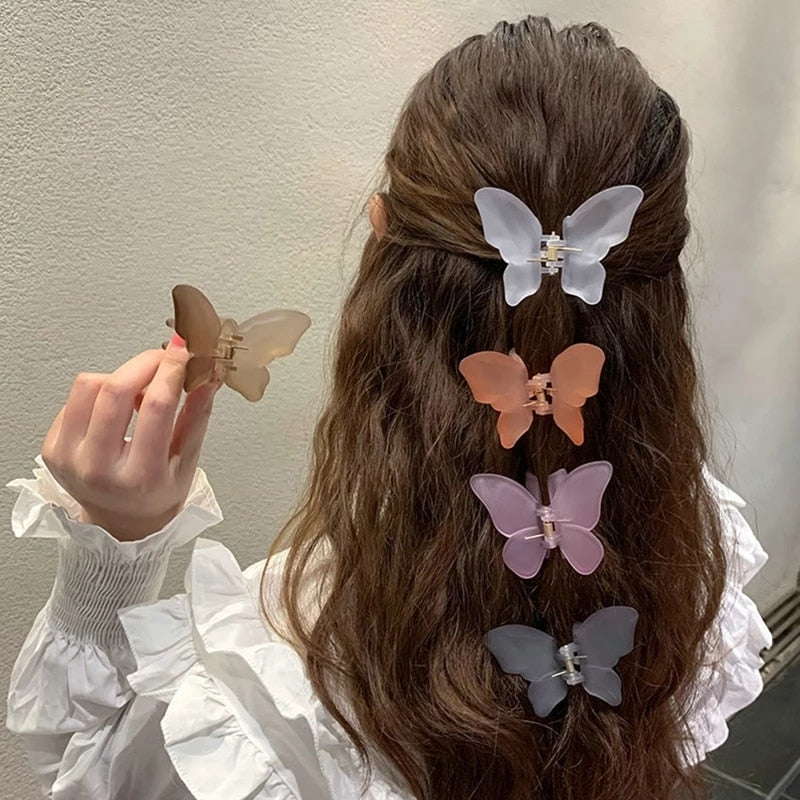 New Solid Matte Transparent Butterfly Hair Claws Clips Women Girls Elegant Decorate Hairpins Headband Fashion Hair Accessories