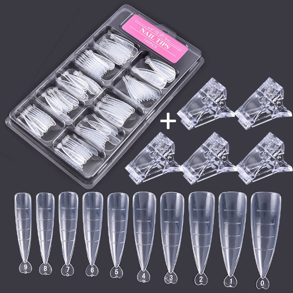 100pcs Professional Nails Long Instantly Upgrade Your Look With Long Transparent Clear Fake Nail For Home DIY Nail Salon Nail Extension