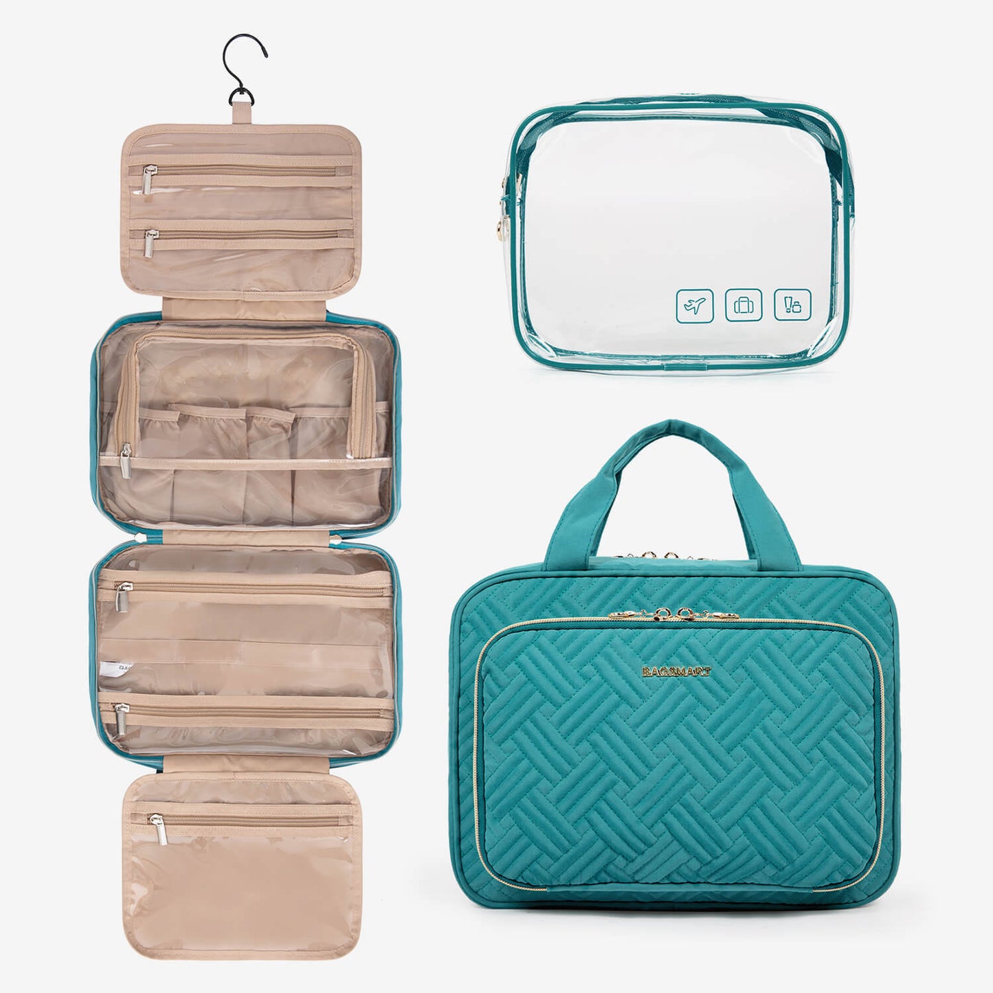 BAGSMART waterproof Travel Makeup Organizer Toiletry Bags Cosmetics|Jewellery|Makeup organiser for travel