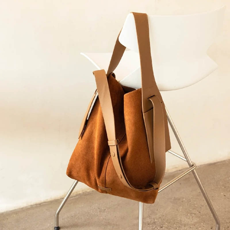 High Grade Deerskin Tooling Large Capacity Commuting Solid Color One Shoulder Messenger Bag New Style Messenger Bag Ita Bag