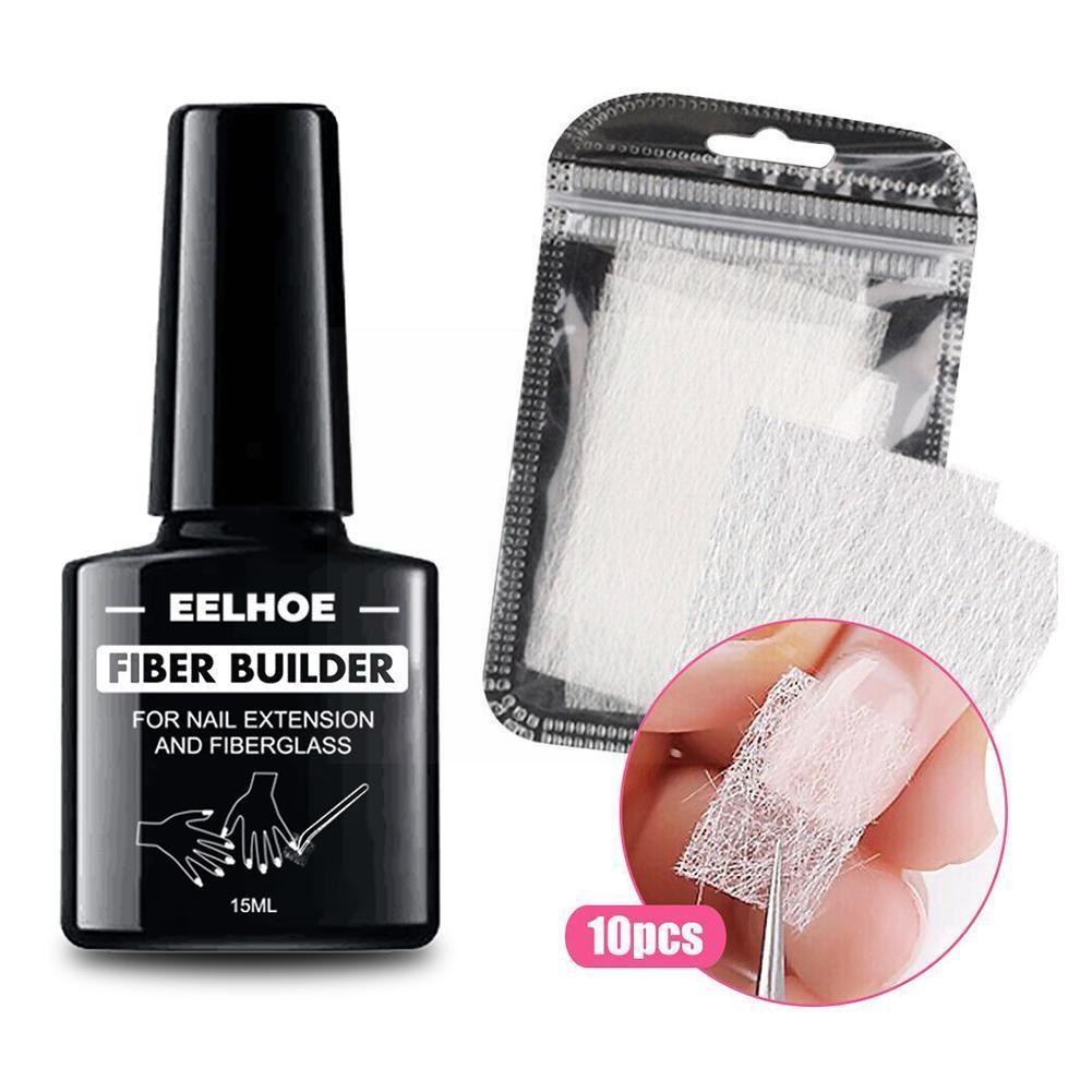 15ml Fiber Builder Glue Gel Nail Art With 10 Pcs Nail
