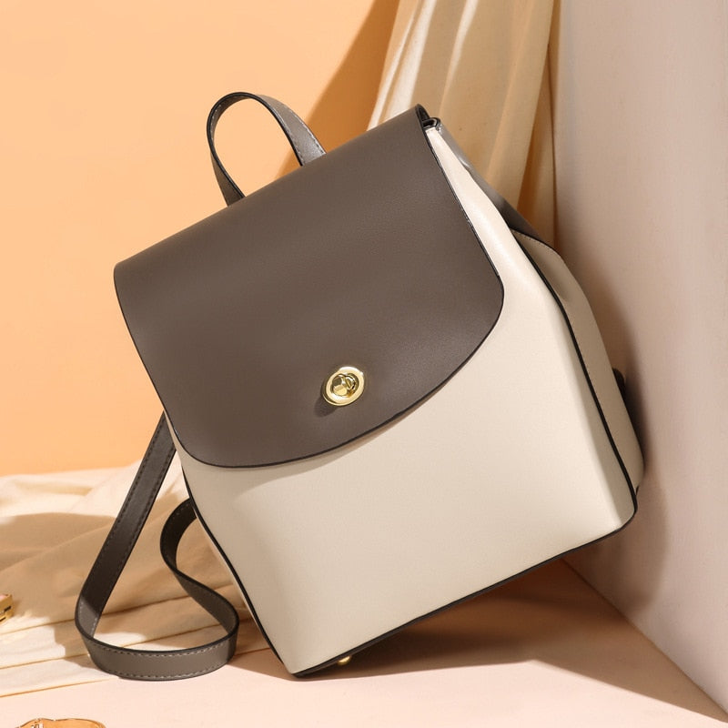 Bag Large Capacity Women's Schoolbag Genuine Leather