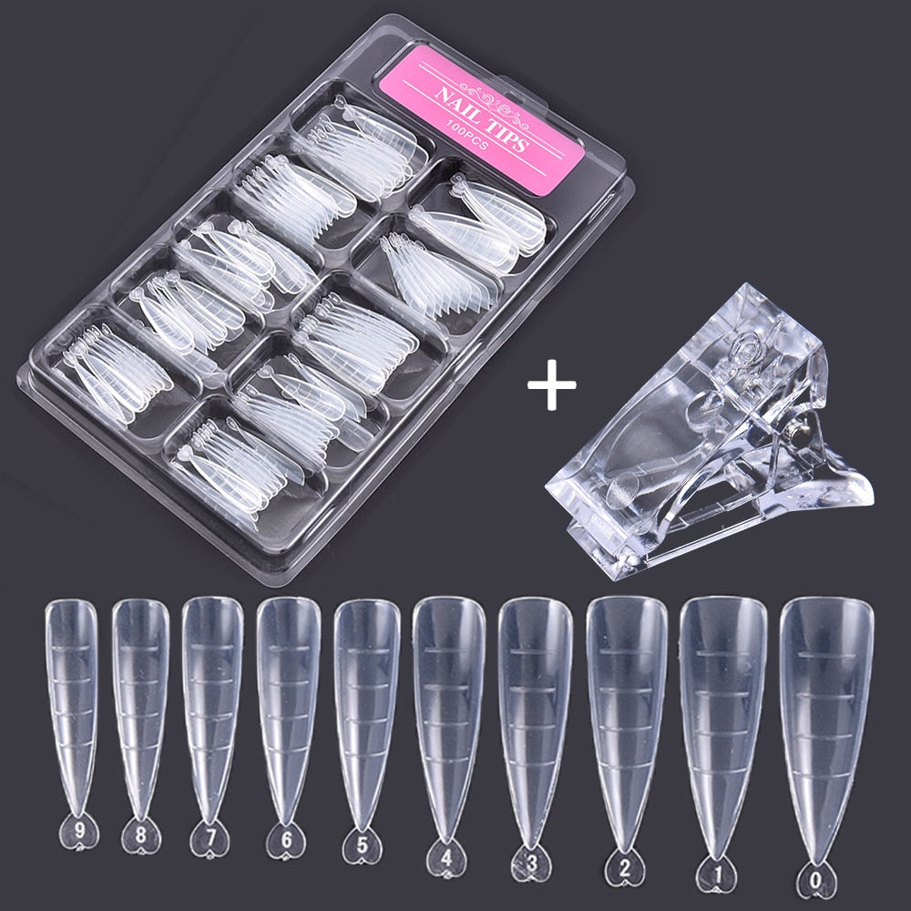100pcs Professional Nails Long Instantly Upgrade Your Look With Long Transparent Clear Fake Nail For Home DIY Nail Salon Nail Extension