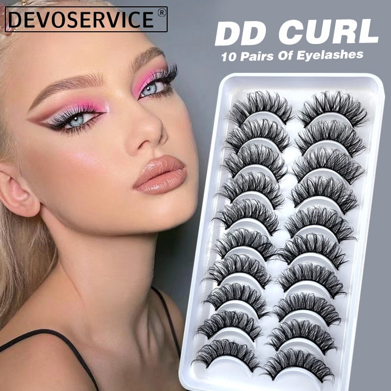 Russian Strip Lashes 6/10 Pairs Fluffy Mink Lashes 3D False Eyelashes Russian Eyelash DD Curl Fake Eye Lash Makeup
